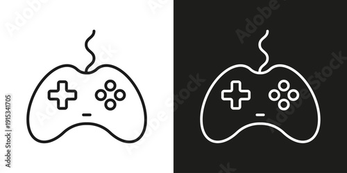 Joystick for games - vector editable line icon.