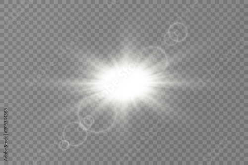 Realistic Sun Light Rays Effect on Transparent Background
