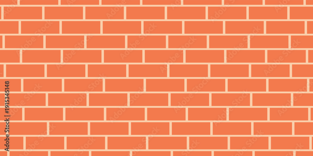 Obraz premium Brick wall seamless pattern. Vector illustration. Red color. Cartoon design. Flat style. Minimalism. Wall texture background. Stone blocks. Realistic. Eps10.