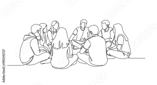 Diverse group of people gathered in a circle for discussion