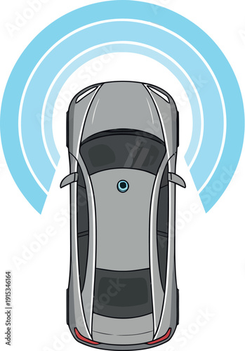 Self‑Driving Car Vector Illustration with Radar Waves for Smart Vehicle and Technology Concept