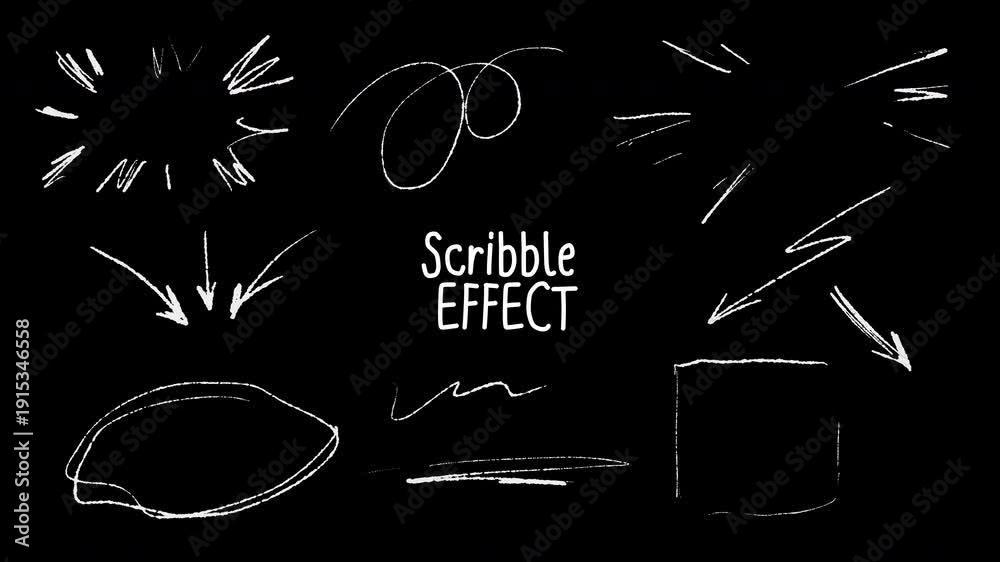 Scribble Out Line Hand Drawn Scribble Line Animation Effect, pencil sketch doodle arrows ...