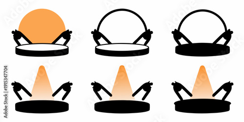 Stylized illustration of three campfires in varying stages of darkness