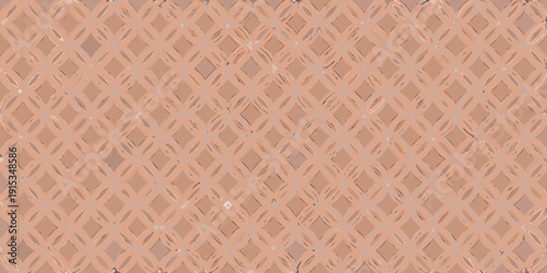 A textured salmon colored background featuring a repeating diamond lattice pattern
