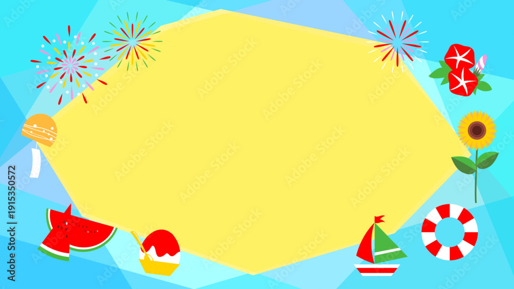 Obraz premium 夏をイメージした爽やかな壁紙イラスト素材【web画面サイズ】