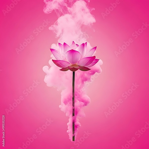 Pink lotus flower with smoke effect