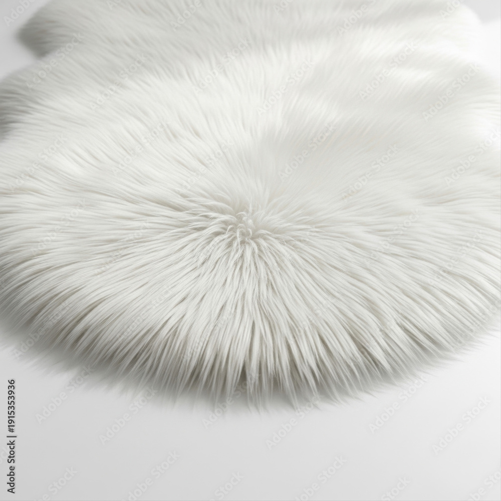Fototapeta premium Luxurious white faux fur rug with soft texture, artistically isolated against a clean background