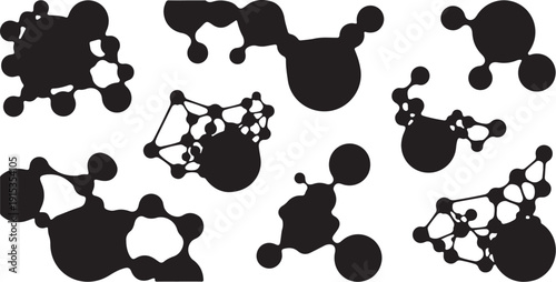 Molecular structures in black on white background illustration
