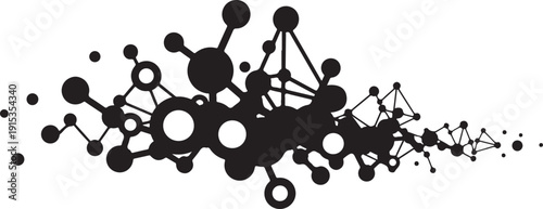 Molecular structure with connected atoms and bonds illustration design
