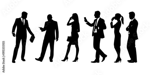 Business professionals walking and talking on phone people