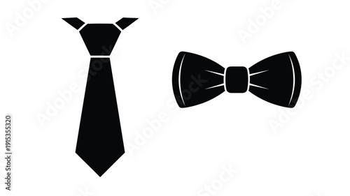 Black tie and bow tie graphic design a formal style silhouette