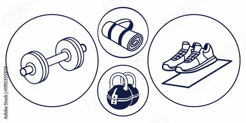 Fitness equipment on white background training dumbbell