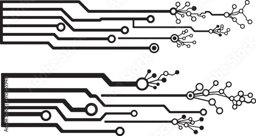 Circuit board with molecular structures and connections diagram