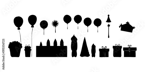 Minimalist black silhouette festival balloons gifts