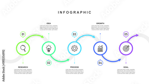 Business road map timeline infographic concept. with icons and 5 steps, workflow layout, diagram, report, web design. Business Milestone. Vector illustration.