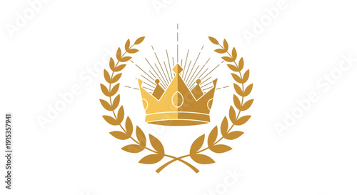Illustration of a gold crown surrounded by laurel leaves on a white background, symbolizing imperial celebration and royal Japanese theme for Emperor's Birthday design.