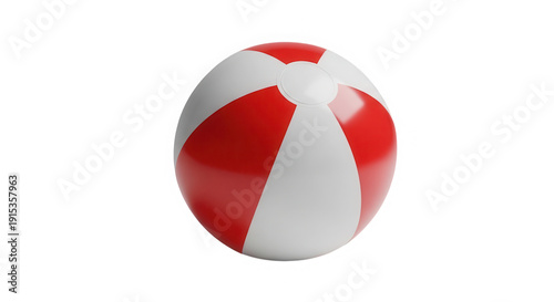 Free Download Red and white beach ball isolated object for summer fun and outdoor recreation isolated on transparent background - GFXLoad