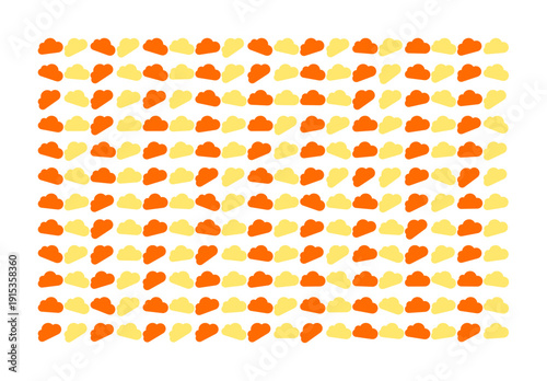 Bright and cheerful pattern of orange carrot shapes and yellow potato shapes on a white background.