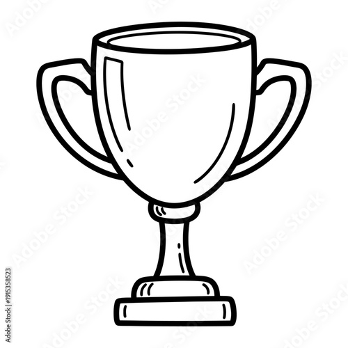 Trophy cup doodle icon isolated on white background, hand drawn line art of winner award prize for sports or business success