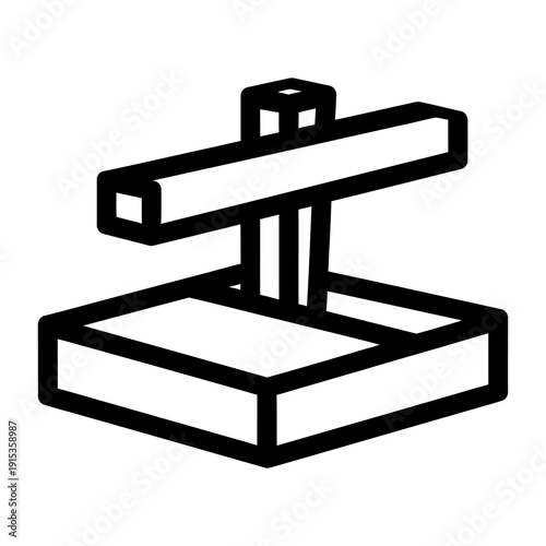 3D Printer Machine Icon Isometric Line Art for Industrial Manufacturing and Prototyping Isolated on White