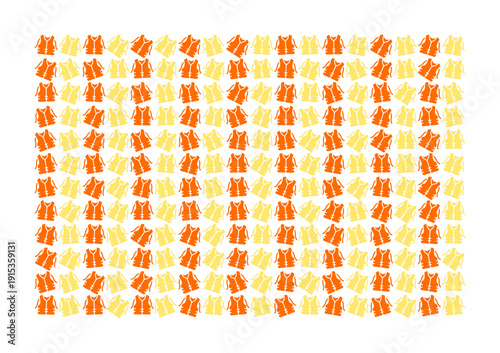 Orange and yellow life jacket pattern on white