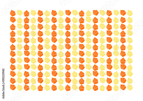 Seamless pattern with sweet colorful cupcakes