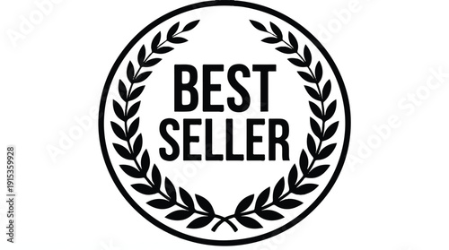 Best seller badge with laurel wreath seal