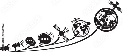 Global Communication Network and Satellite Technology Concept Illustration