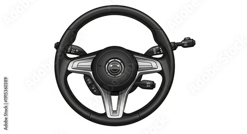 Car Steering Wheel with Controls.