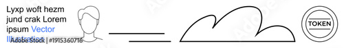 Digital identity, cloud computing, authentication, security, tokenization, network access. Minimalist design of a user profile, cloud and token. Digital identity and cloud computing concept