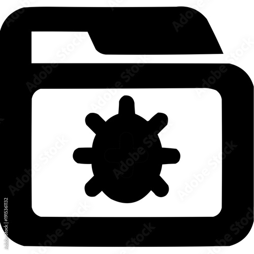Folder icon with a virus symbol representing malware protection concept