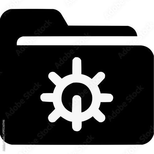 Folder icon with settings gear symbol on a black background