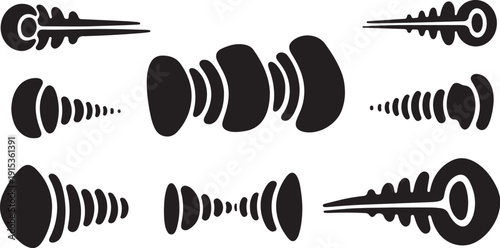 Black and white sound wave graphic design elements set