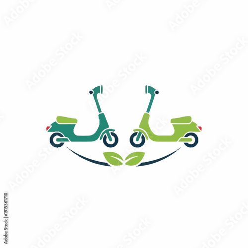Eco-Friendly Electric Scooters with Green Leaf Emblems.
