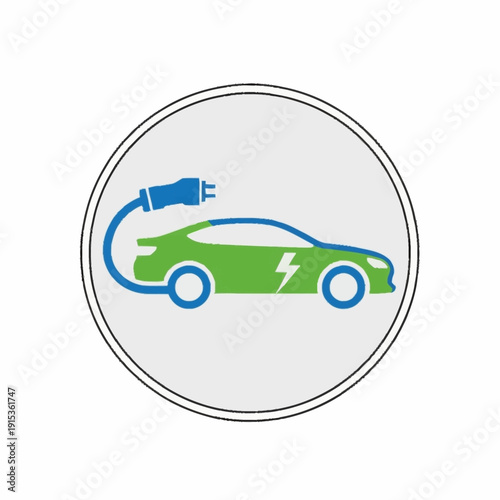 Electric car charging icon representing sustainable transportation.