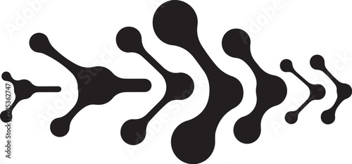 Abstract Black Shapes on White Background Graphic Design Element