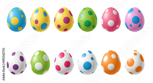 Easter eggs isolated on transparent background colorful polka dot easter eggs