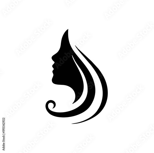 Beautiful feminine woman face silhouette.