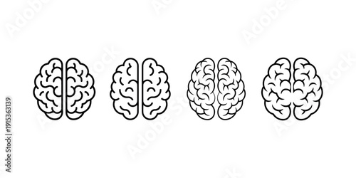 Human brain icon vector illustration flat design style, human organ symbol. outline and filled brain for web and mobile app