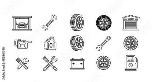 Collection of Mechanical Icons and Symbols.