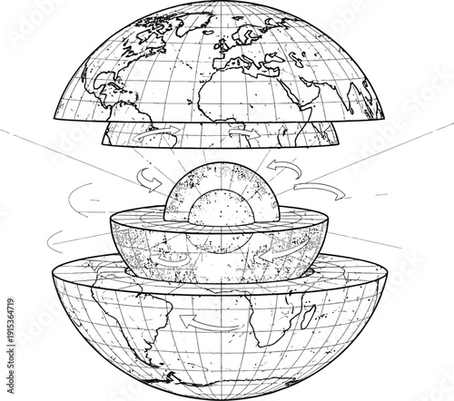 Illustration of a globe with interchangeable hemispheres