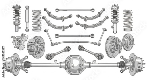 Car Suspension System Parts Diagram.