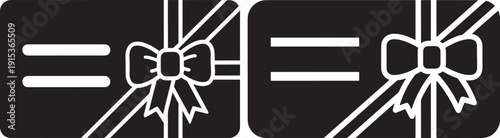 Two Gift Tags with Bows and Stripes, Black and White Vector Icons for Presents and Celebrations