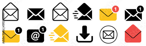 email envelope icon set vector