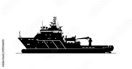 Modern Research and Supply Vessel Vector Illustration