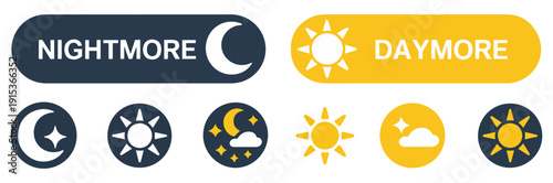 day night mode switch icon set