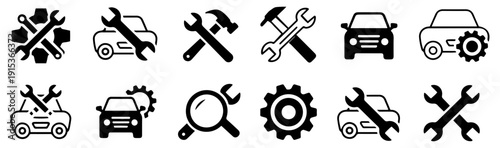 car repair service icons vector set