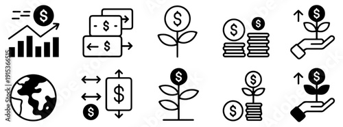 global economy investment icon set
