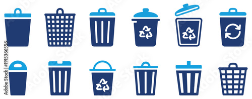 recycle bin trash icon set