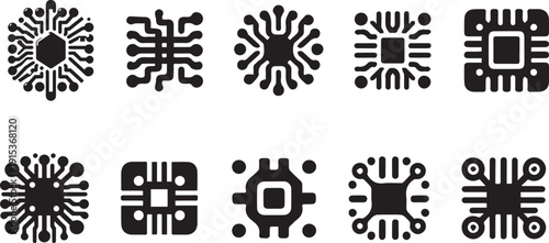 Circuit board icon set.